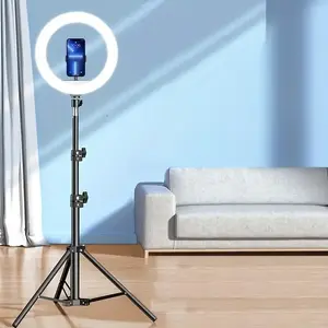 Portable Selfie Ring Light with Tripod Stand, Adjustable LED Ring Light with Phone Holder, Selfie Light with Flexible Bracket for Live Stream & Photography, Mobile Phone Accessories, Smartphone Camera Accessories