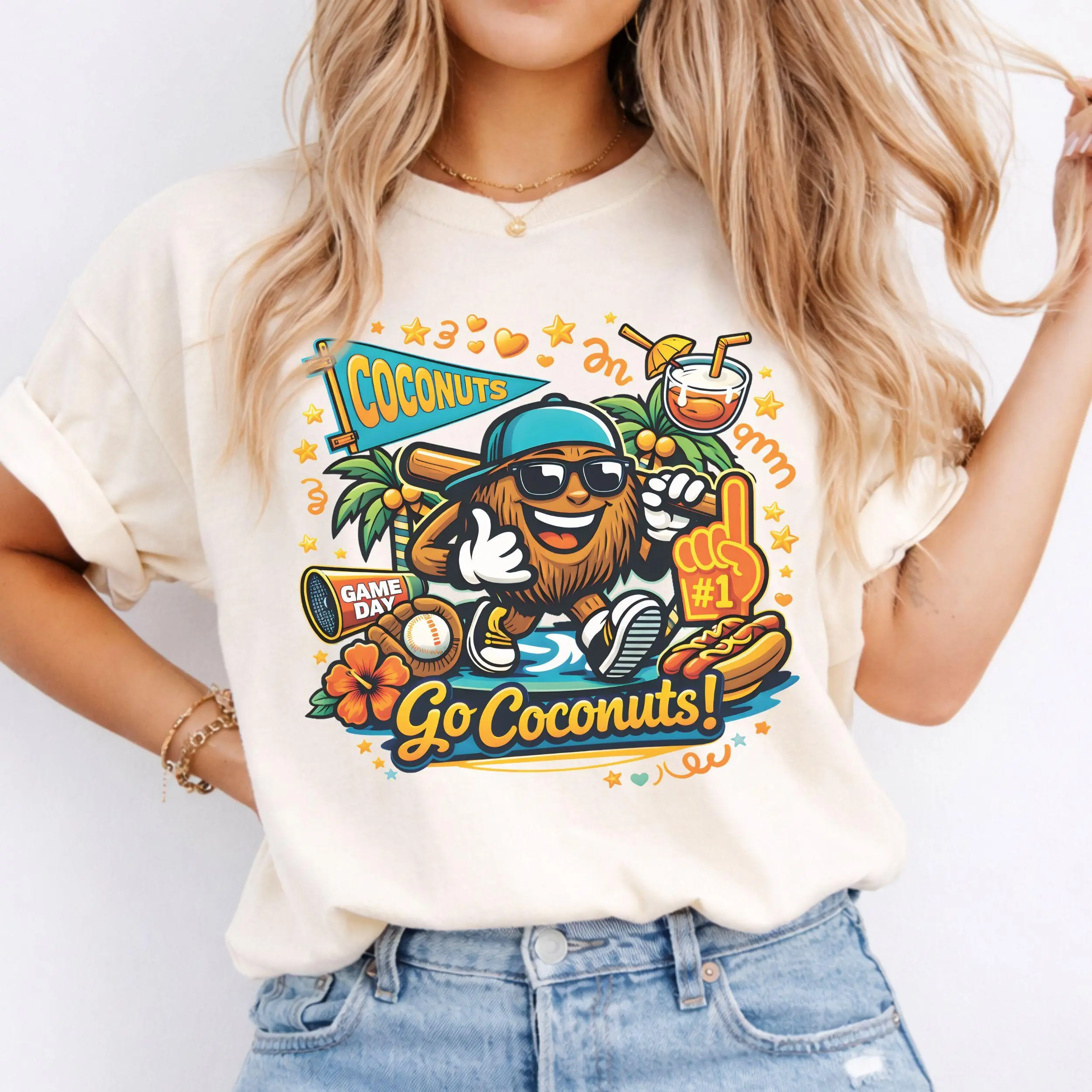 Funny Go Coconuts Baseball Graphic Tee, Coconuts Game Day Youth Shirt, Family Matching Coconut Baseball Unisex T-Shirt for Adults