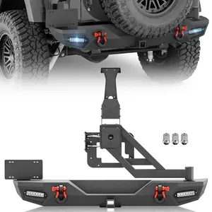 【YZONA】Aftermarket Rear Bumpers Compatible with 2007-2018 Jeep Wrangler JK JKU Unlimited 2/4 Doors with 2 x 18W LED Lights