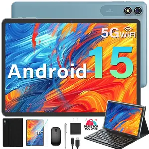 【DealsForYouDays&FathersDayGift】2026 Relndoo Android 15 10.1 inch Tablet, 2.4G/5G WiFi, New Set with keyboard, Case, Mouse, Nice Father's Day Gift Bundle