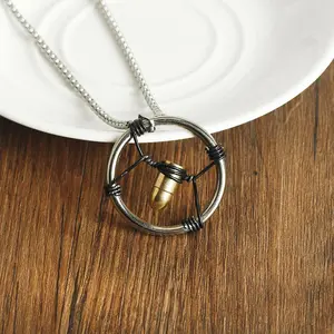 Bullet Pendant Necklace - Retro Punk Style, Intricate Metalwork and Black Cord v necklace cyberpunk, Fashionable Game Merch Accessory(Sheets)