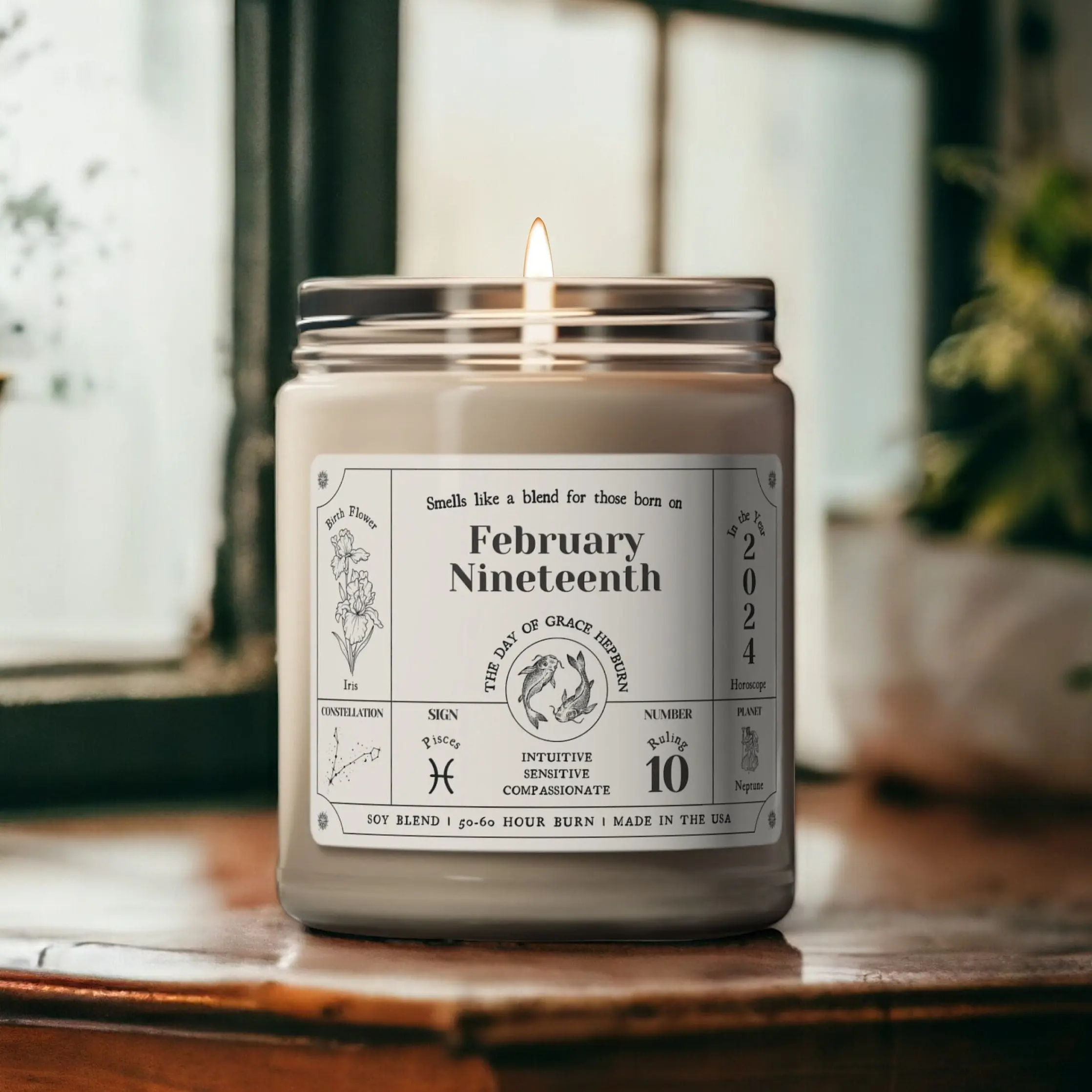 Personalized Zodiac Candle Gift | Birthdate Candle Gift for Bestfriend Pisces Candle Gifts | Nontoxic Intention Candles | Birth Month Candle