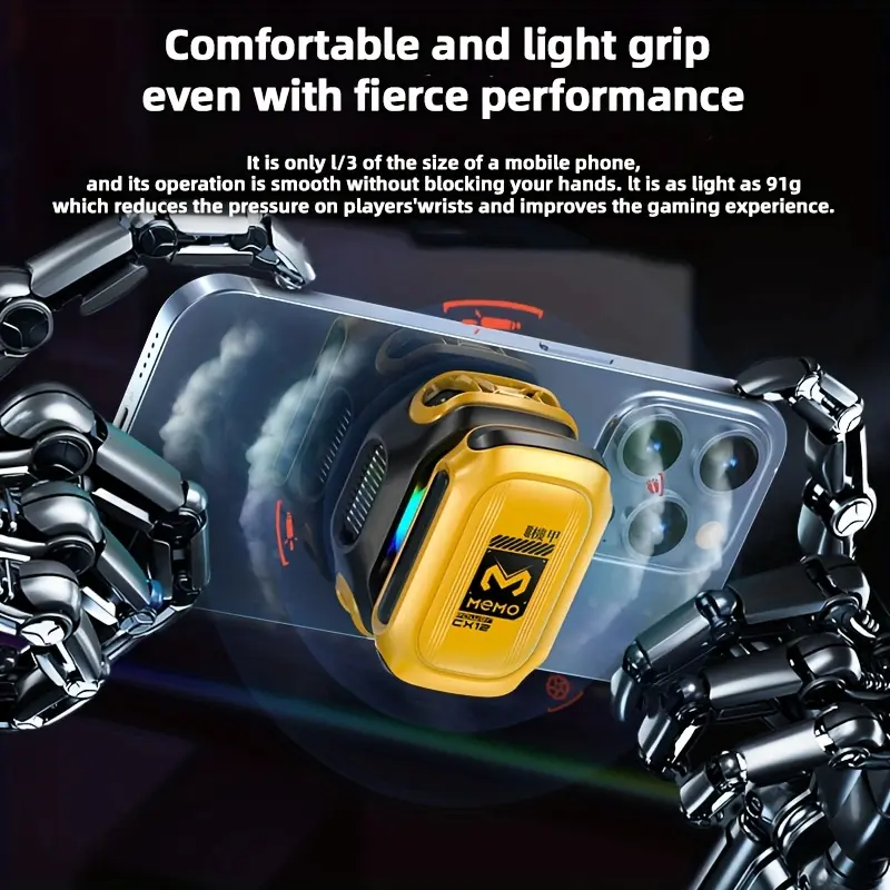 MEMO CX12  New mobile phone radiator, Magnetic Phone Cooler with Rechargeable Battery,Phone Cooling Fan with RGB LED Semiconductor Cooling, Phone Radiator with Temperature Display for Mobile Gaming,Tiktok Live Streaming