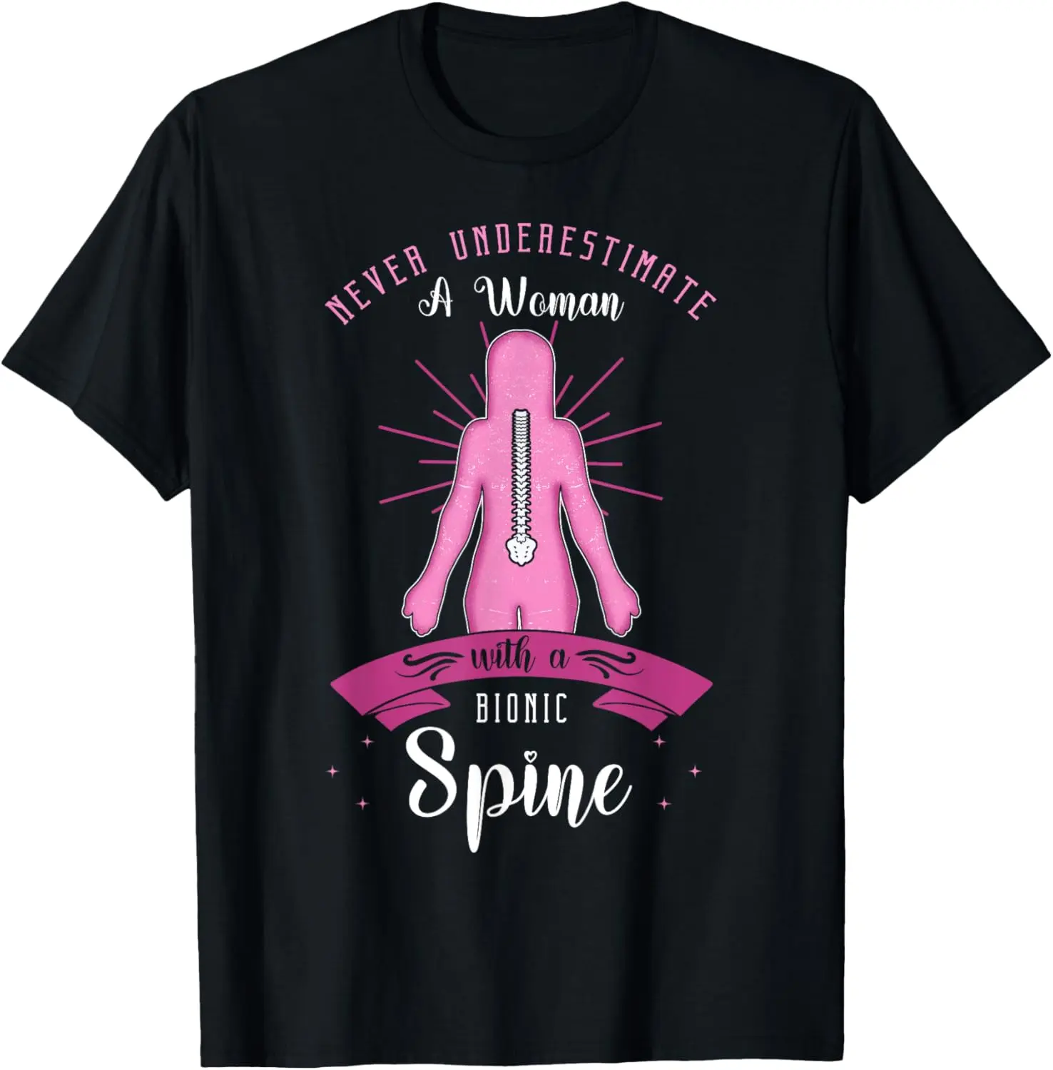100% Cotton Bionic Spine Surgery Survivor Back Spinal Fusion Lumbar T-Shirt