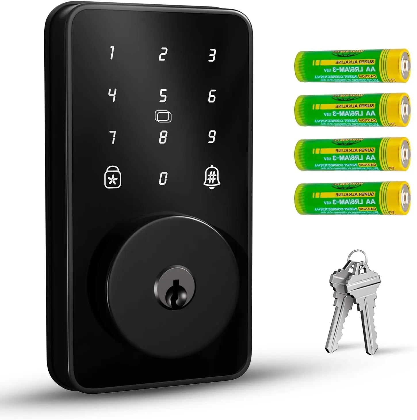 Smart Deadbolt Lock, Biquole Electronic Keypad Lock for Front Door, Auto‑Lock, One‑Time Passcode, IP53 Waterproof, Easy Installation, Includes 2 Physical Keys,Ideal for Home & Apartment