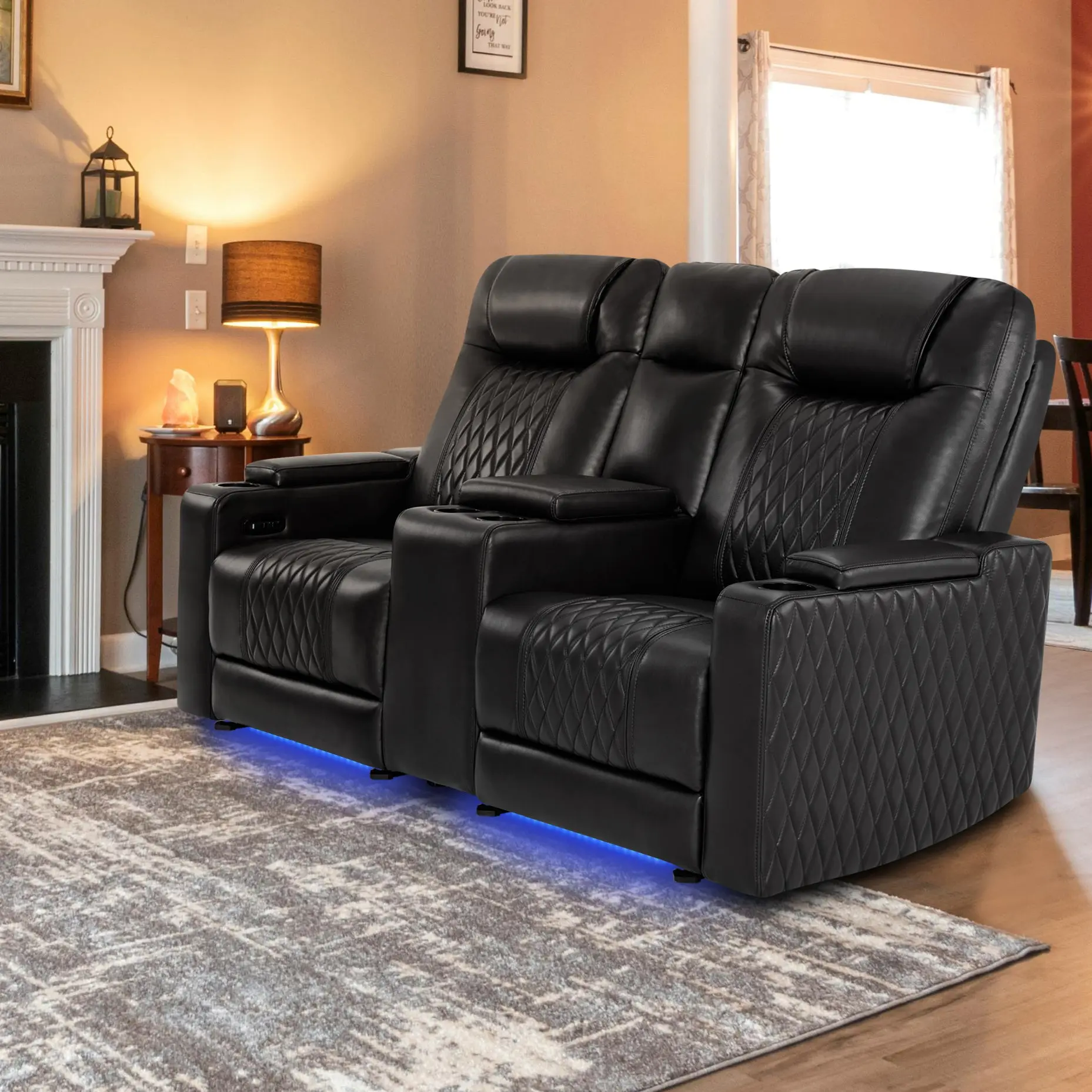 MCombo HTS886 Power Reclining Loveseat - Living Room Couch, Indoor Home Theater Seating, Comfy Couch, Independent Adjust