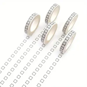 5pcs 8mm*10m/0.31*394in Washi Tape Sticky Masking Tape Office Supply Hand Tear Adhesive Paper Washi Tape Book Adhesive Stationery Office Supplies Office Supplies