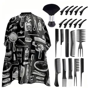 Hair Styling Tool Set for Gift, 22pcs/set Hair Styling Cape & Comb & Clips & Brush Set, Professional Hair Styling Tools for Salon & Barber Shop, Barber Kit