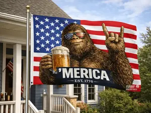 ’MERICA Mullet Man American Flag – Funny Patriotic Truck, Garage & Mud Muddin Flag – Perfect Gift Freedom Lovers Funny Flag tapestry banners mens