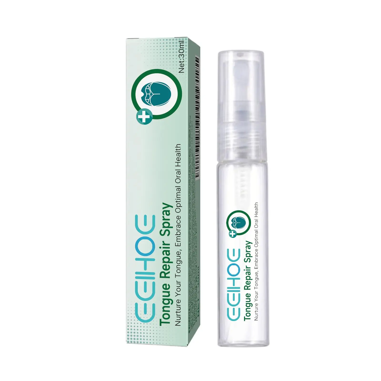 EELHOE Tongue Repair Spray with Peppermint & Lemon Extracts for Dry Cracked Swollen Tongue Relief 3ml Moisturizing Oral Care Formula Evening Hydrate