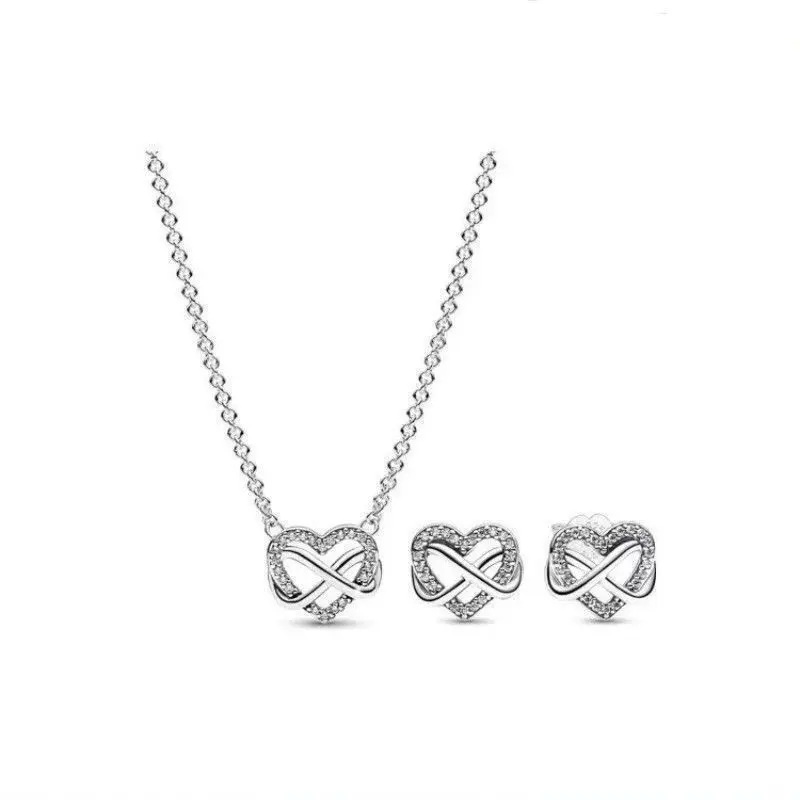 Elegant Silver-Plated Matching Jewelry Set for Women - Female 2-Piece Earrings and Necklace with Charm, Fashion Accessories for Women