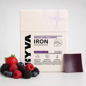 KYVA Iron Strips (30 Pack) - Fast Dissolving Iron Supplement - Supports Energy & Daily Wellness - Gentle on Stomach - Supports Healthy Hair - No Pills - No Water - Vegan Friendly - Gluten Free - Iron - Folic Acid - Vitamin B12