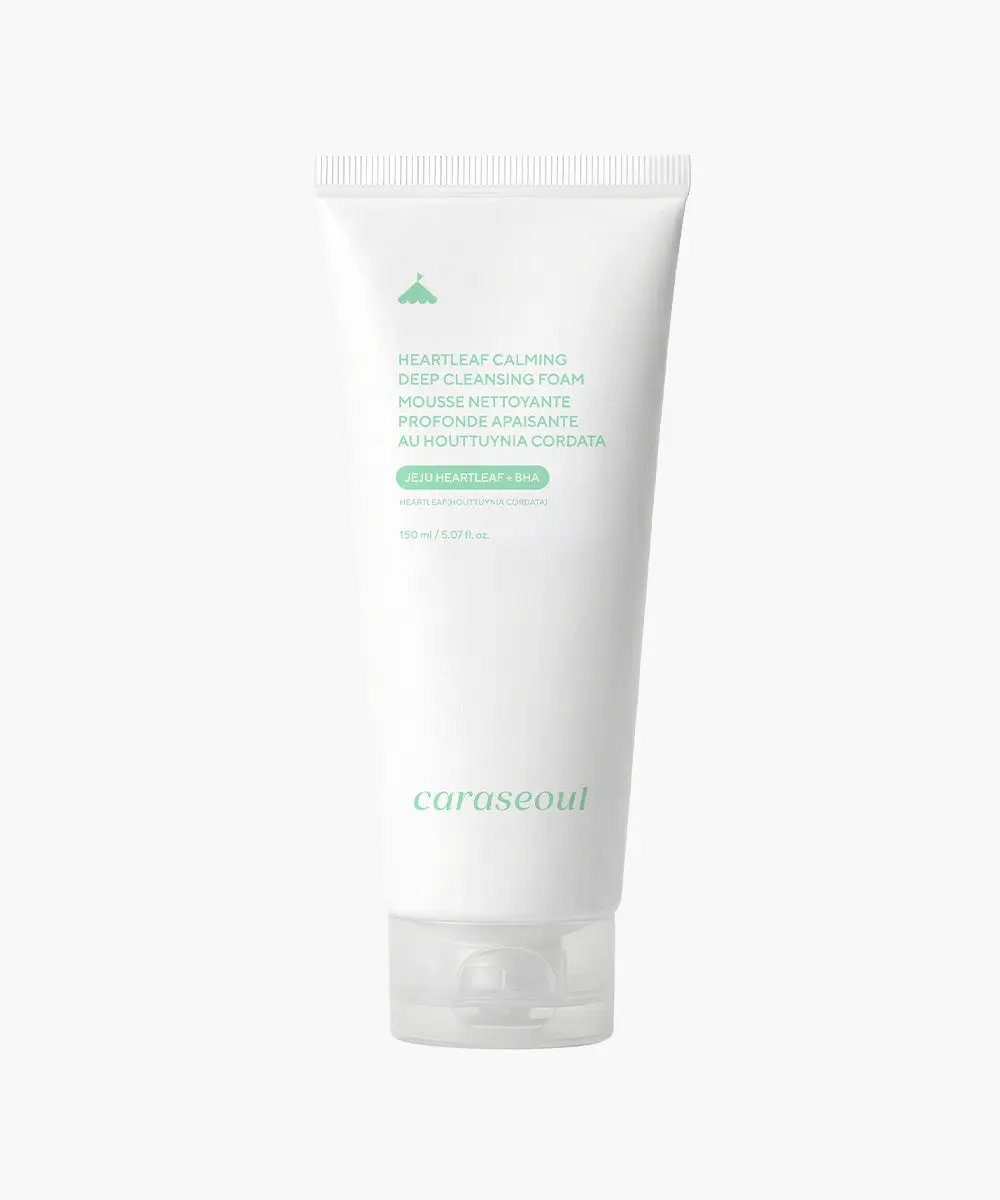 [caraseoul Official] Heartleaf Calming Deep Cleansing Foam – Korean Foaming Face Cleanser for Oily & Combination Skin, BHA + LHA Pore Care, 11 Hyaluronic Acids, Vegan, 150ml