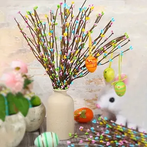 100pcs Artificial Colorful Berry Flower Garlands, Easter Decorative Plants, Outdoor Realistic Flowers, Table Decoration Props, DIY Crafts