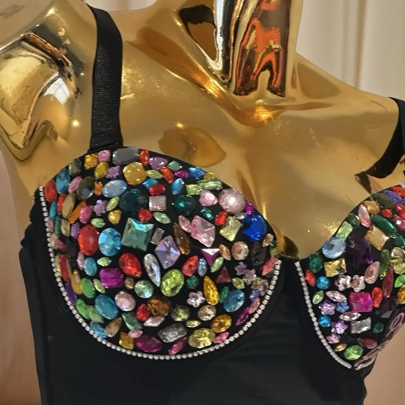 Hot Day In Paris Multi-Color Sparkle crystal  Push Up Bra for Women Comfortable Everyday Wear Summer Vacation Outfit - Womenswear