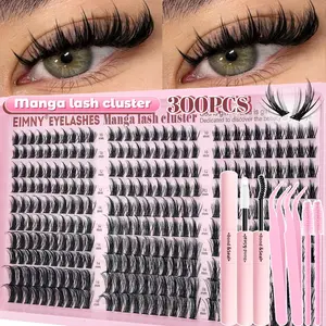 450Pcs DlY Cluster Eyelash Extension, Eyelashes Extension Set, Mixed-style Eyelash Book with Bond & Seal, 2Tweezers, 2Brush, D Curl 10-18mm Natural Volume False Lashes, Reusable Cluster Lashes, Fluffy Volume Eyelashes, Beginners, Daily Wear