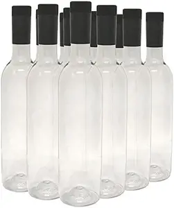 Plastic  Bottles & Screw Caps, Clear, 750ml - Pack of 12