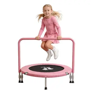 RAVS 36 Inch Toddler mini Trampoline for Ages 1-6 with SafetyPad & Adjustable Handle Easy Foldable Assembly for SafeFun