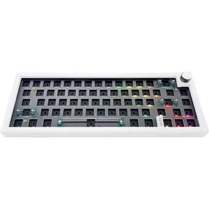 GMK67Pro Keyboard Barebones Kit,QMK/VIA Programmable BT5.0/2.4G/Type-C Tri-Mode  RGB Gasket Mounted 65% Compact Custom RGB 4000mAh Mechanical Keyboard with Knob DIY Kit(White)