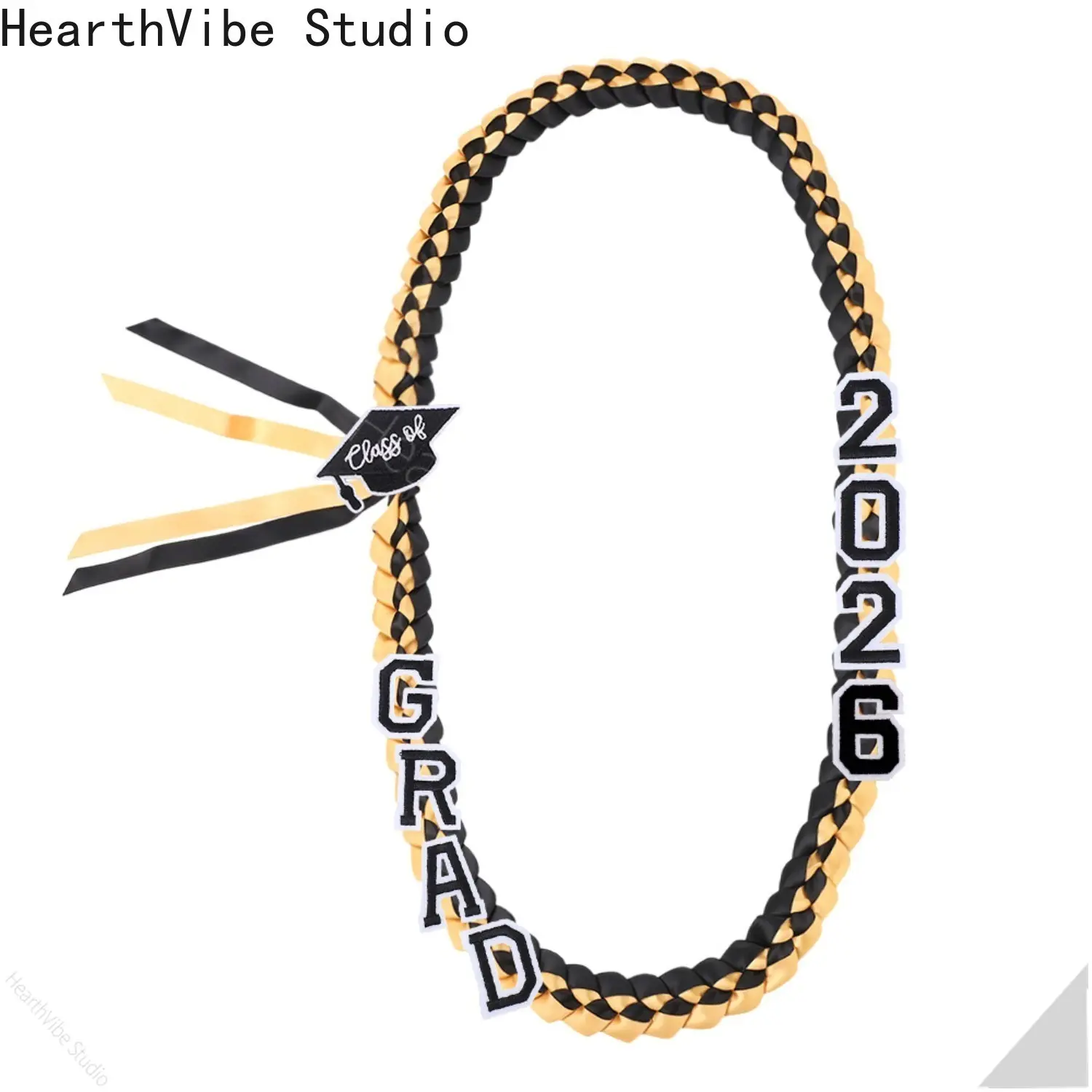 Unisex Class of 2026 Ribbon Graduation Lei, Hand-Woven Blue Braided Accessory with GRAD Letters & Cap Charm, Adjustable Money Holder with Safety Pins for Ceremony (Money Lei, Graduation Gift, Party Accessory), Accessories