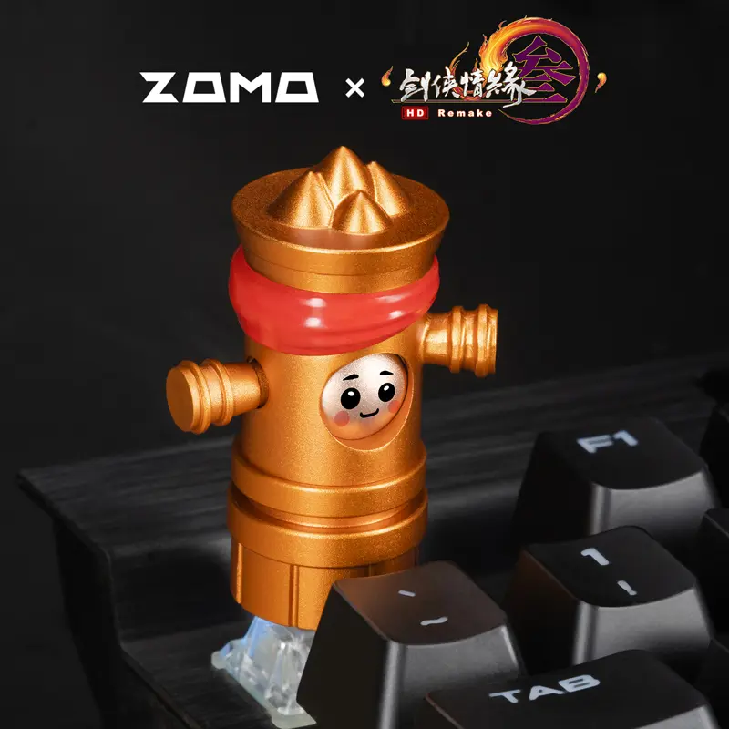 ZOMO X JIAN XIA QING YUAN 3 Artisan Metal Keycap Chinese Anime Aluminum Alloy Keycaps for Mechanical Keyboards