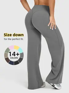 Women's Outdoor Running Pants, Plain High Waist Straight Leg Trousers, Comfortable Sporty Yoga Workout Jeans, Loose Fit All Season