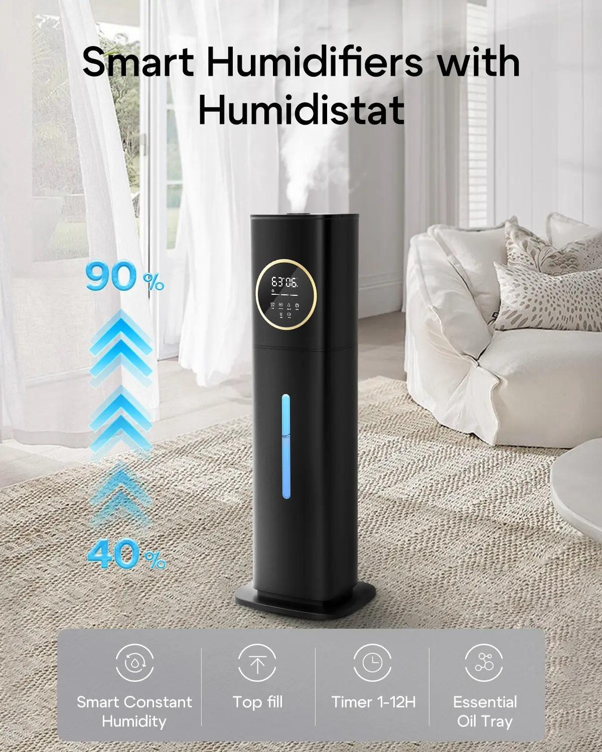 Humidifier Large Room Bedroom,Night Light,Humidifiers for Home,Essential Oil Diffuser, Top Fill Whole House Cool Mist Humidifiers, electric appliance