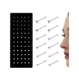 Stainless Steel Nose Studs, Rhinestone Decor Nose Piercing Jewelry, Nose Ring Jewelry, Body Jewelry, Fashion Accessories for Women & Men