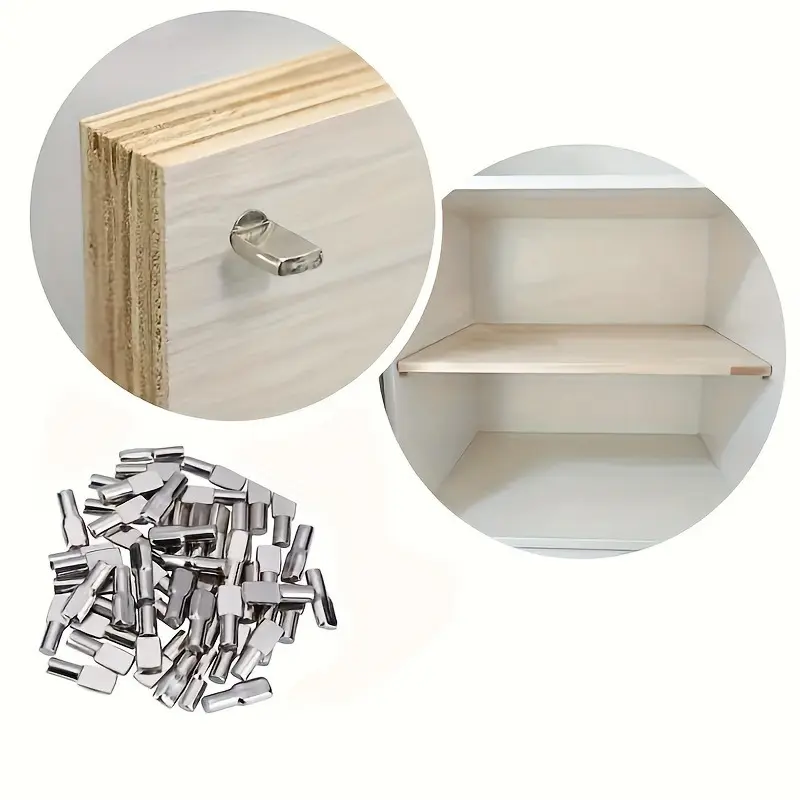 Versatile Nickel-Plated Shelf Support Pegs, 5mm Spoon-Shaped, Easy-Install for Bookcases & Cabinets, Sturdy Furniture Shelf Stabilizers