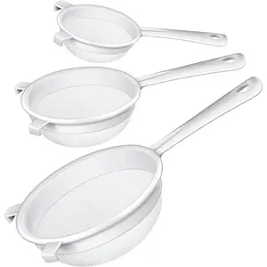 3 count Plastic Nylon Mesh Strainer Colander with Handle Double Ear Fine  Mesh Strainer Flour Sifter for Baking Kitchen Colander Sifter Kefir  Juice Pasta(3 Inch, 4 Inch, 5.5 Inch)