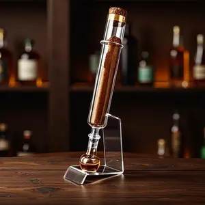 Cigar Infuser Kit with Glass Tubes and Aroma Base, 10.43 Inch Travel Humidor Storage Case, Gift for Cigar Lovers, Flavor Enhancement