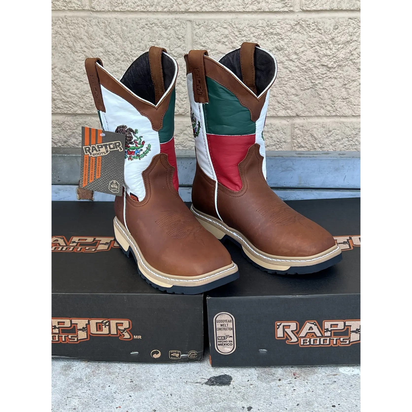 Men Raptor Work Boots Mexico Print No Steel Toe
