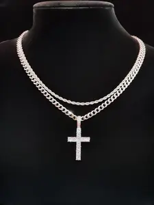Cross Pendant & Chain Necklace, Stainless Steel Jewelry for Party, Daily Clothing Decor, Trendy All-match & Exquisite Jewelry for Birthday Gift