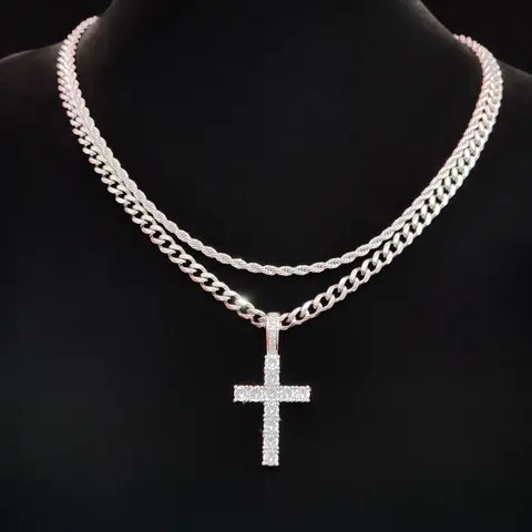 Cross Pendant Necklace, Dainty Necklace, Chain Necklace, Stainless Steel Jewelry for Parties and Daily Wear, Trendy All-match & Exquisite Jewelry for Birthday Gift, Stylish Everyday Jewelry, Cross Charm Necklace