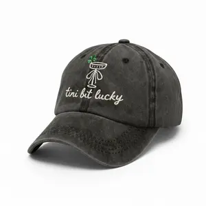 Tini Bit Lucky St Patricks Day Wash Hat Saint Patricks Day Baseball Cap Lucky Shamrock Irish Festival Dad Hat Trendy Retro Adjustable Cap Best Gift for Boyfriend Husband St Paddys Day Outfit