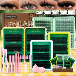 Large Capacity False Lashes Gift Set, Mixed Styles 8-16mm, Includes Glue, Remover, Tweezers, Brush, Sponge, DIY Lash Extension Kit