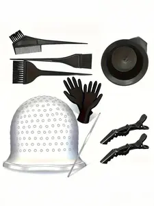 Reusable Highlighting Cap Set with Metal Hook and Coloring Gloves, Professional Hair Tools for Normal Hair, Salon Quality Accessories, Balayage