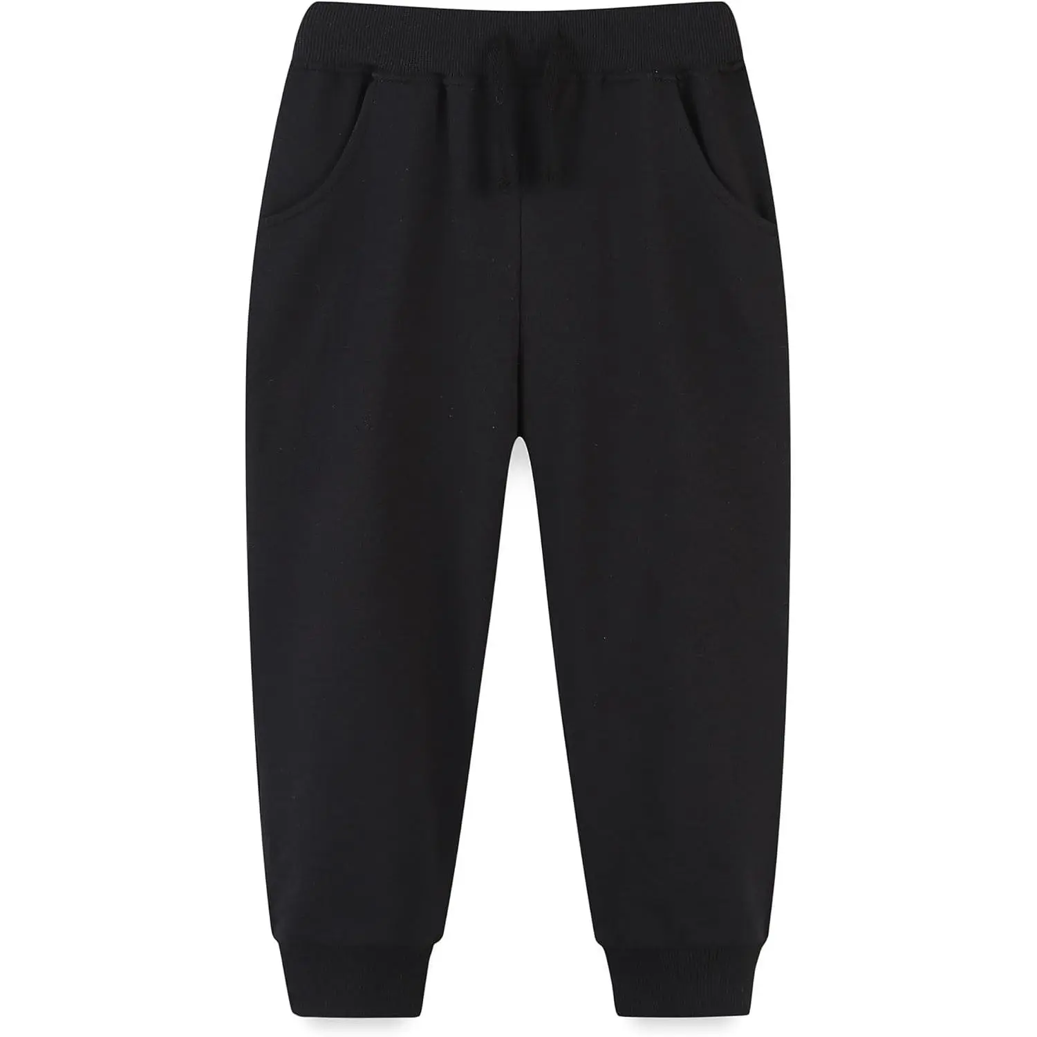 AMIYAN Boys' Cotton Joggers - Pocketed Toddler Sweatpants with Decorative Drawstring for Kids 2-7 Years