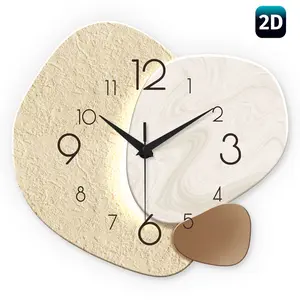 Modern Simple 2D Asymmetrical Wooden Silent Decorative Wall Clock, Ultra-Quiet Quartz Movement, Suitable for Young Adults' Bedrooms, Dining Room, Living Room, Home Decor, Office Decor
