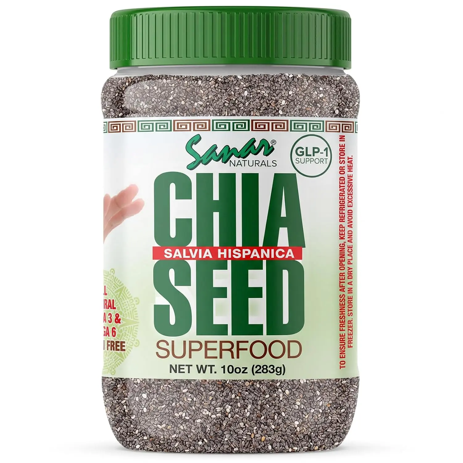 Sanar Naturals Raw Black Chia Seeds, 10 oz - Healthcare Superfood with High Fiber, Omega 3, GLP-1 Support, Vegan, Non GMO, Gluten Free, Plant Based Protein for Smoothies, Oatmeal
