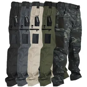 Men’s solid-color tactical cargo work pants, 1-pack/5 pieces; multiple pockets with zip closure; durable outdoor training pants; available in various colors; suitable for fishing, outdoor activities, work, hiking, camping; wearable in all seasons.