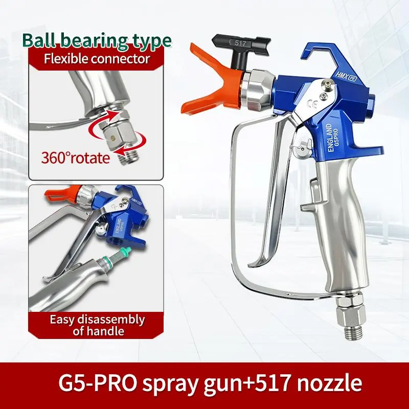 3600Psi Airless Paint Sprayer Gun 4 Finger Trigger 24.8MP High Pressure Spray Tool with 517 Tip Guard Flexible Connector for Professional DIY Projects Paint Spraying Tool Power Tools