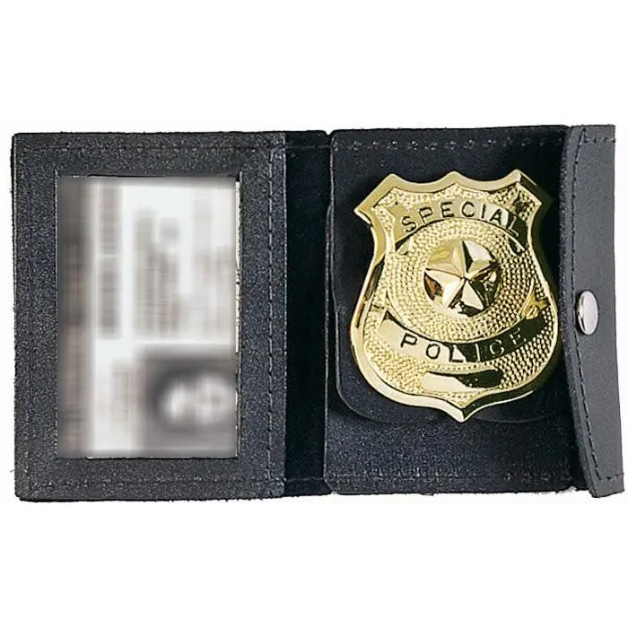 Black - Law Enforcement ID and Badge Holder - Leather