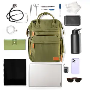 Bronco Nurse bag- Durable Nursing Bags for Nurses, Stylish Nurse Backpack with Charging Port & 15-Inch Laptop Pocket for Traveling- Green Laptop Backpack