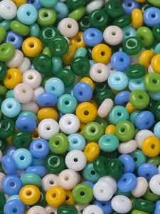 60 Count 6mm Glass Beads on Spool, Candy Colored Flat and Round Loose Beads, Ideal for DIY Jewelry Making and Crafts