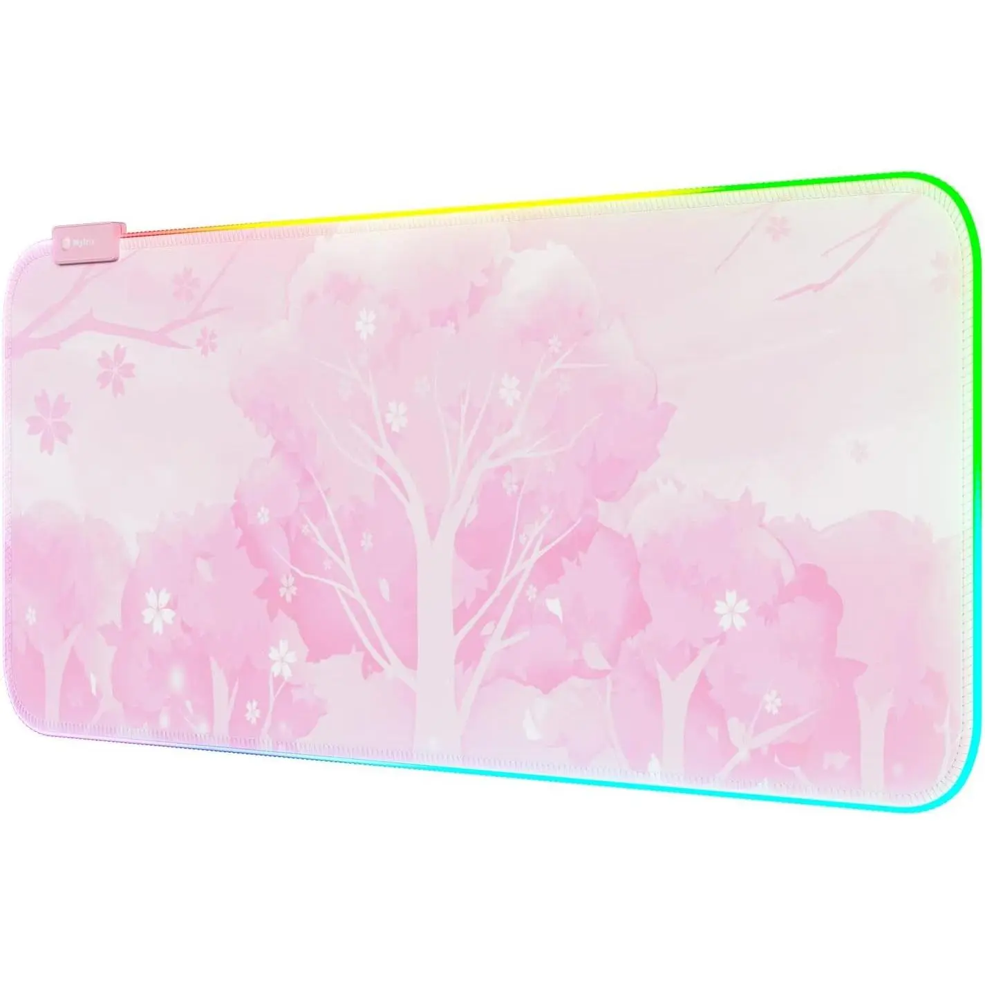 RGB LED Gaming  Pad, 14 Modes Glow Pad,  Gaming Mousepad, Rubber Non Slip Cute Sakura Mat, Extended Big Keyboard and  Pad Mat for Gamer Office , XXL 800x300x4mm