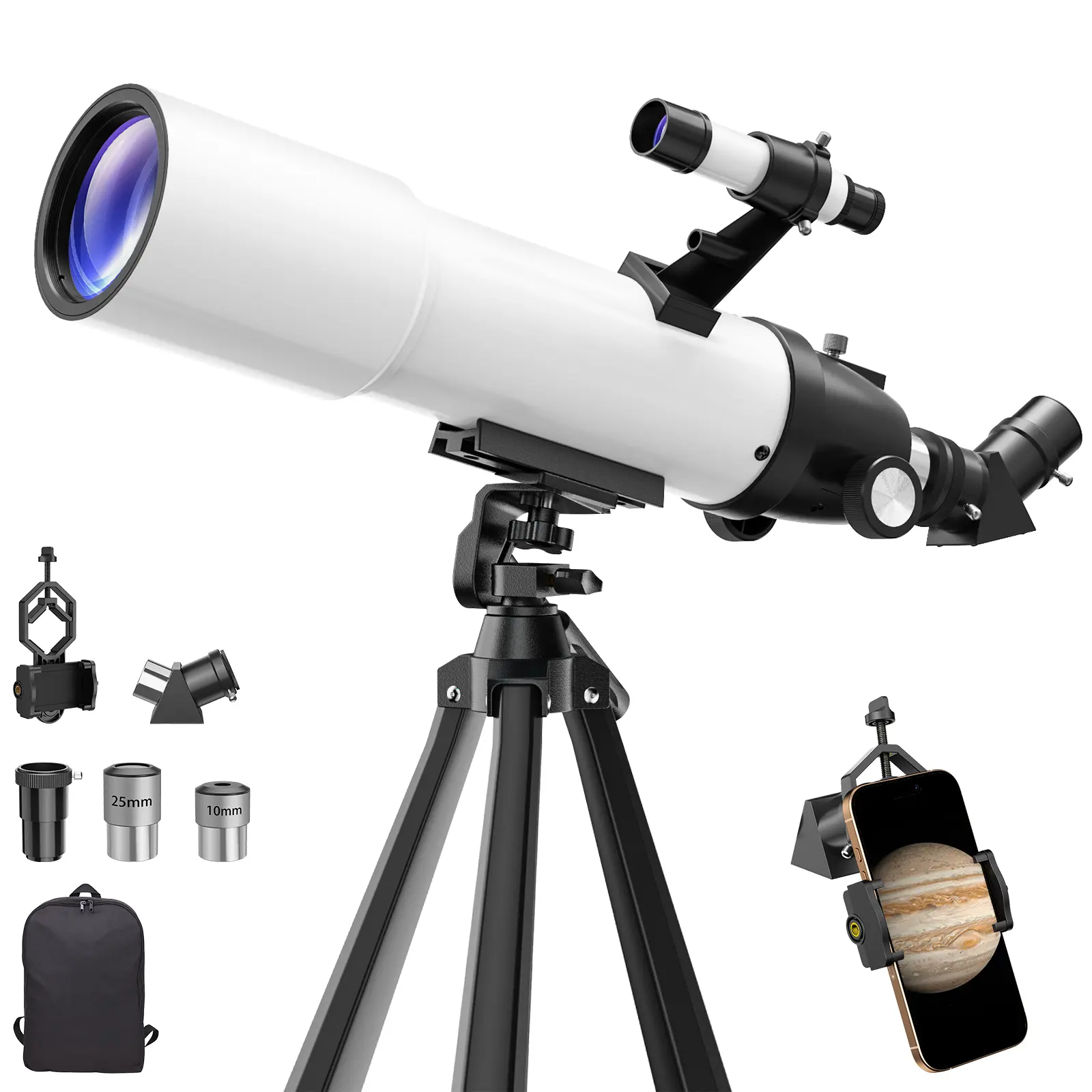 New 90 Large-Aperture Astronomical Telescope with Upgraded Stable Metal Frame, H25E Retractable Lens, 3x Magnifier, 5x24 Plug-In Finderscope, 45-Degree Erecting Prism for Adults and Children’s Starry Sky Exploration, Explore The Starry Sky