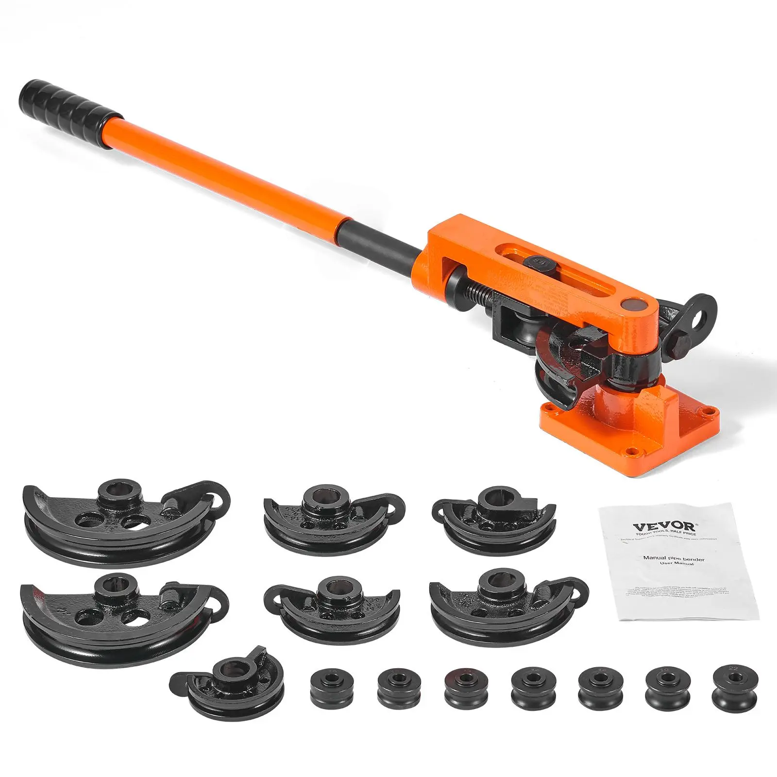 【Summerfinds】VEVOR Pipe Tube Bender, 3/8" to 1" OD Manual Pipe Tube Bender with 7 Bending Dies, 180° Copper Aluminum Pipes Bending Tools for HVAC Air Conditioning Refrigerator Auto Repair