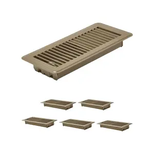 VEVOR 4 x 10 Inch Floor Registers, 6-Pack Vent Grilles, HVAC Heavy-Duty Walkable Iron Floor Vents, Easily Adjustable Rust-Proof Air Vents Deflector with Metal Damper, Ideal for Home & Office, Brown