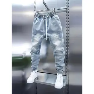 Men's All-Season Casual Jeans, Outdoor Long Pants, Cuffed Denim Pants, Youth Long Pants, Jeans